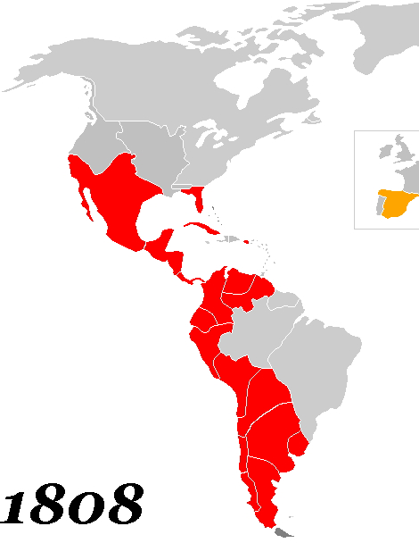 Mapa de la evolución de las guerras de independencia hispanoamericanas