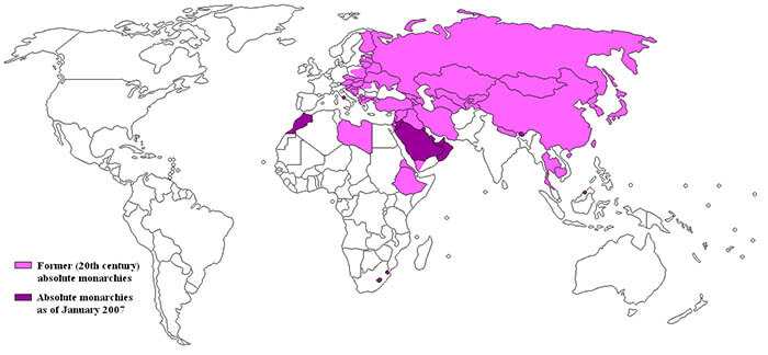 Mapa de las monarquías absolutas