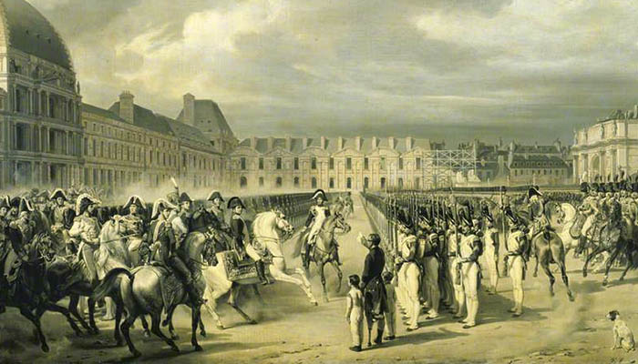 Napoleón revisando la guardia en la plaza del Carrusel