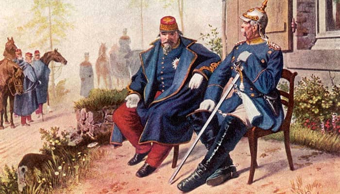 Napoleón III y Otto von Bismarck se reúnen tras la batalla de Sedán