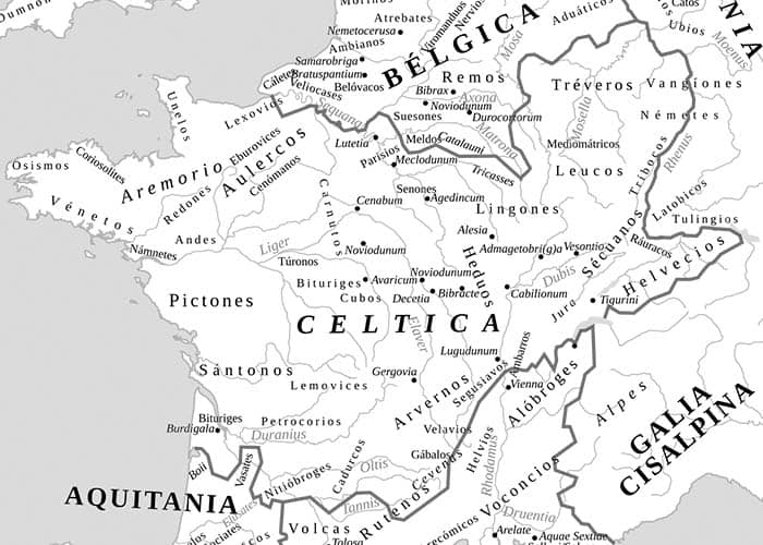 Mapa de las tribus de las Galias