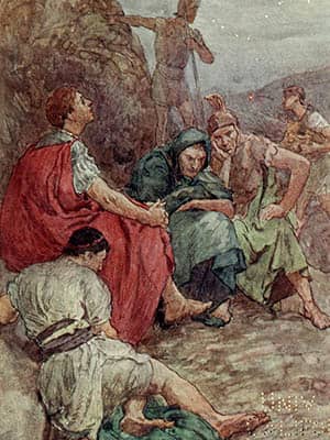Bruto y sus acompañantes tras la batalla de Filipos