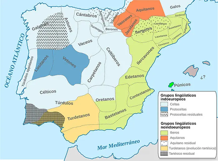 Mapa de la ubicación geográfica de los íberos