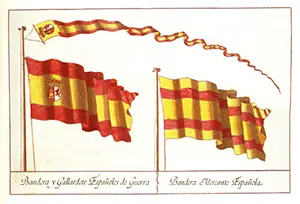 Reproducción de las banderas elegidas por Carlos III para representar a España
