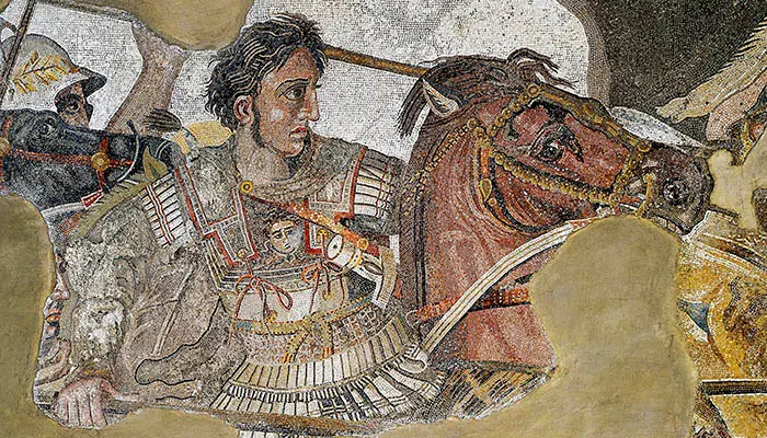 Mosaico con una representación de Alejandro Magno