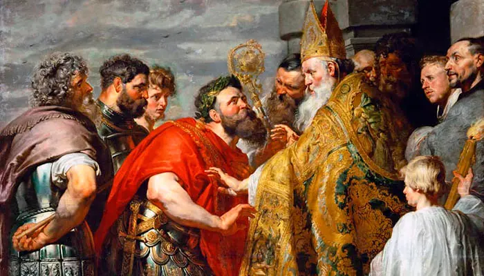 San Ambrosio de Milán y el emperador Teodosio I el Grande
