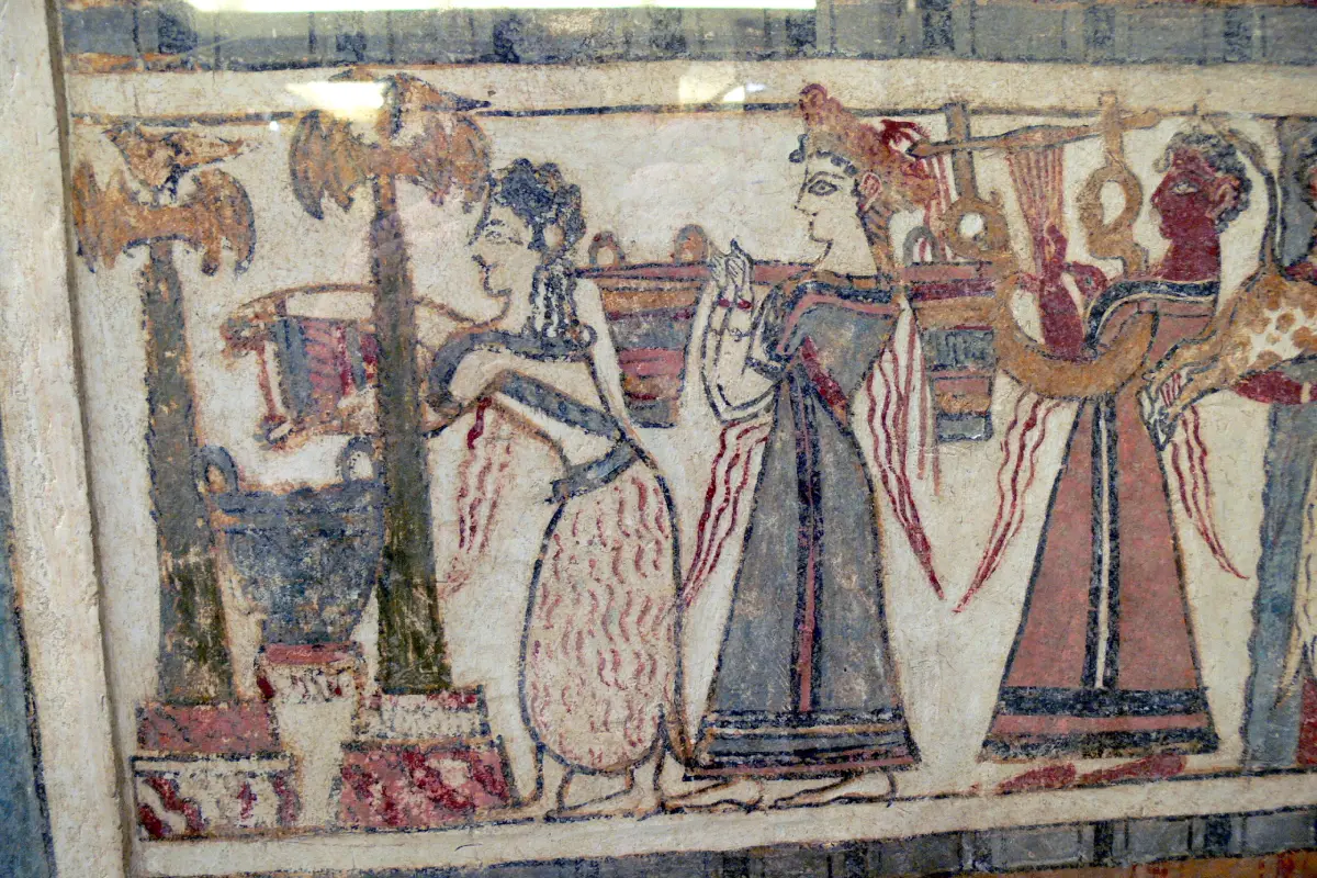 Detalle de una escena del sarcófago de Hagia Triada