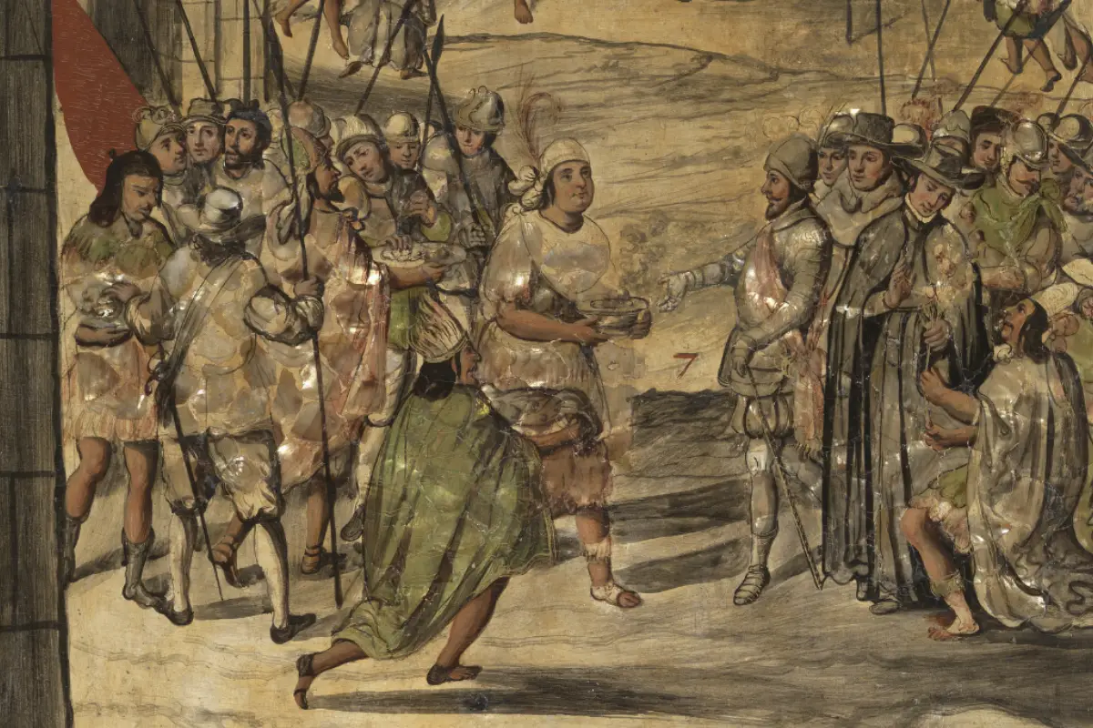 El Cacique Gordo recibe a Hernán Cortés en Cempoala.