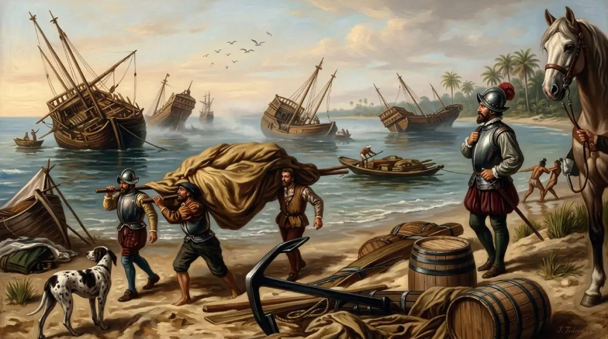 Desmantelamiento de las naves de Hernán Cortés